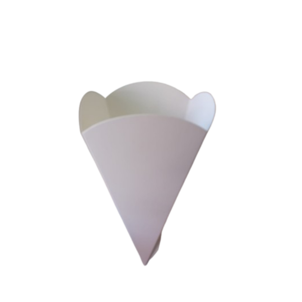 Cono de cartón blanco, para Papas Fritas