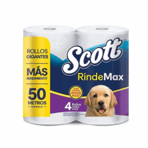 Papel Higiénico Scott Rindemax, 4 rollos de 50 mts c/u