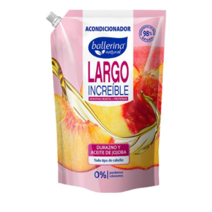 Acondicionador Ballerina Largo Increíble, Durazno y Aceite de Jojoba, 750 ml