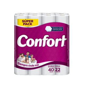 Papel Higiénico Confort, doble hoja, 40 Unidades x 22 mts