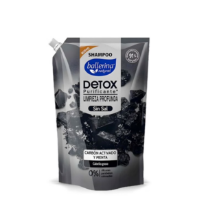 Shampoo Ballerina Bajo Poo, Detox Carbón Activado y Menta, 750 ml