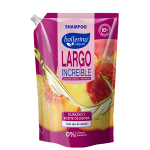 Shampoo Ballerina Largo Increíble Durazno y Aceite de Jojoba, 750 ml