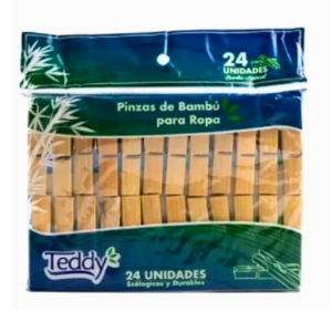 Perro de ropa madera Teddy, Pinza de Bambú, 24 piezas
