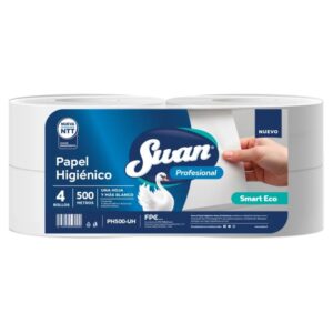 Papel Higiénico Swan Profesional Smart Eco, Hoja Simple, 4 Rollos 500 m